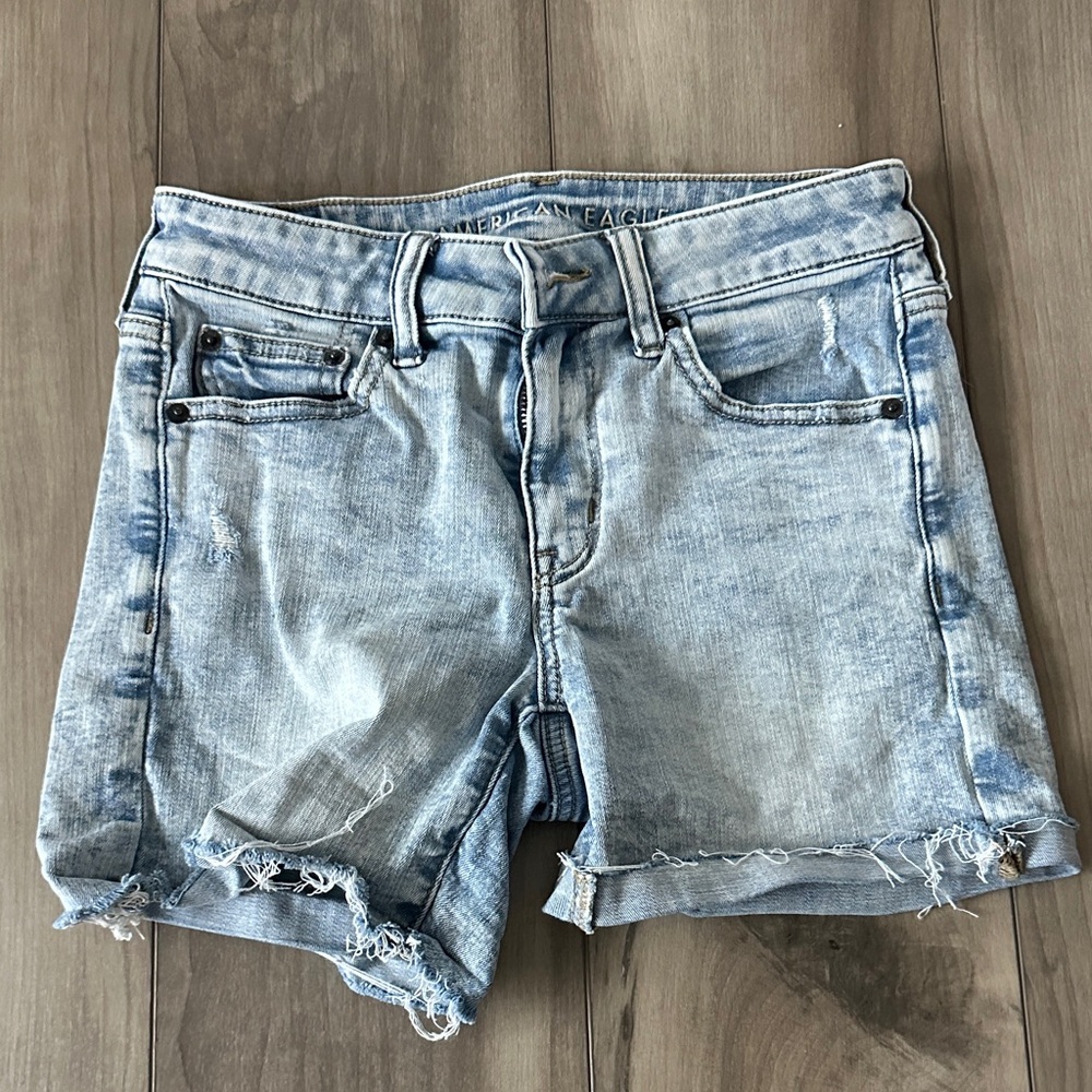 American Eagle Outfitters Light Blue Distressed Denim Cutoff Shorts